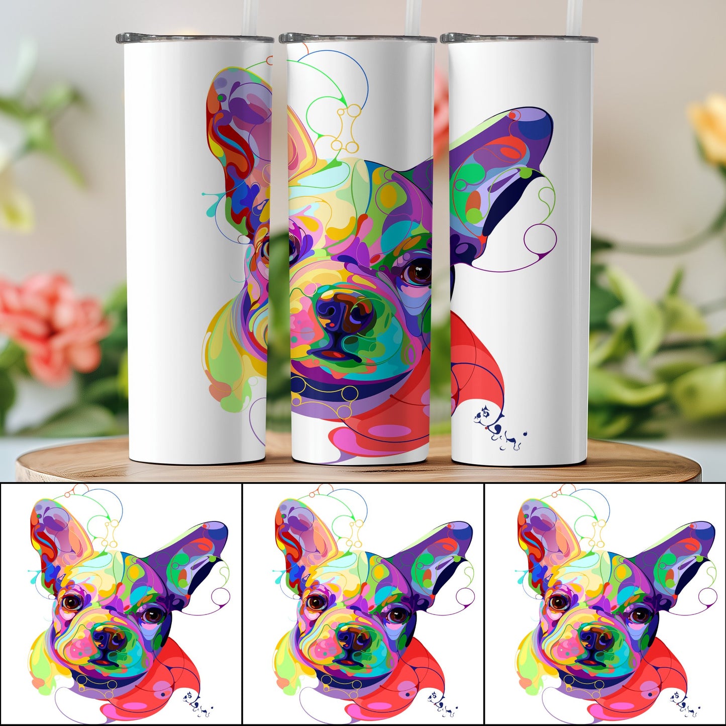 Colorful French Bulldog Art Print Tumbler product