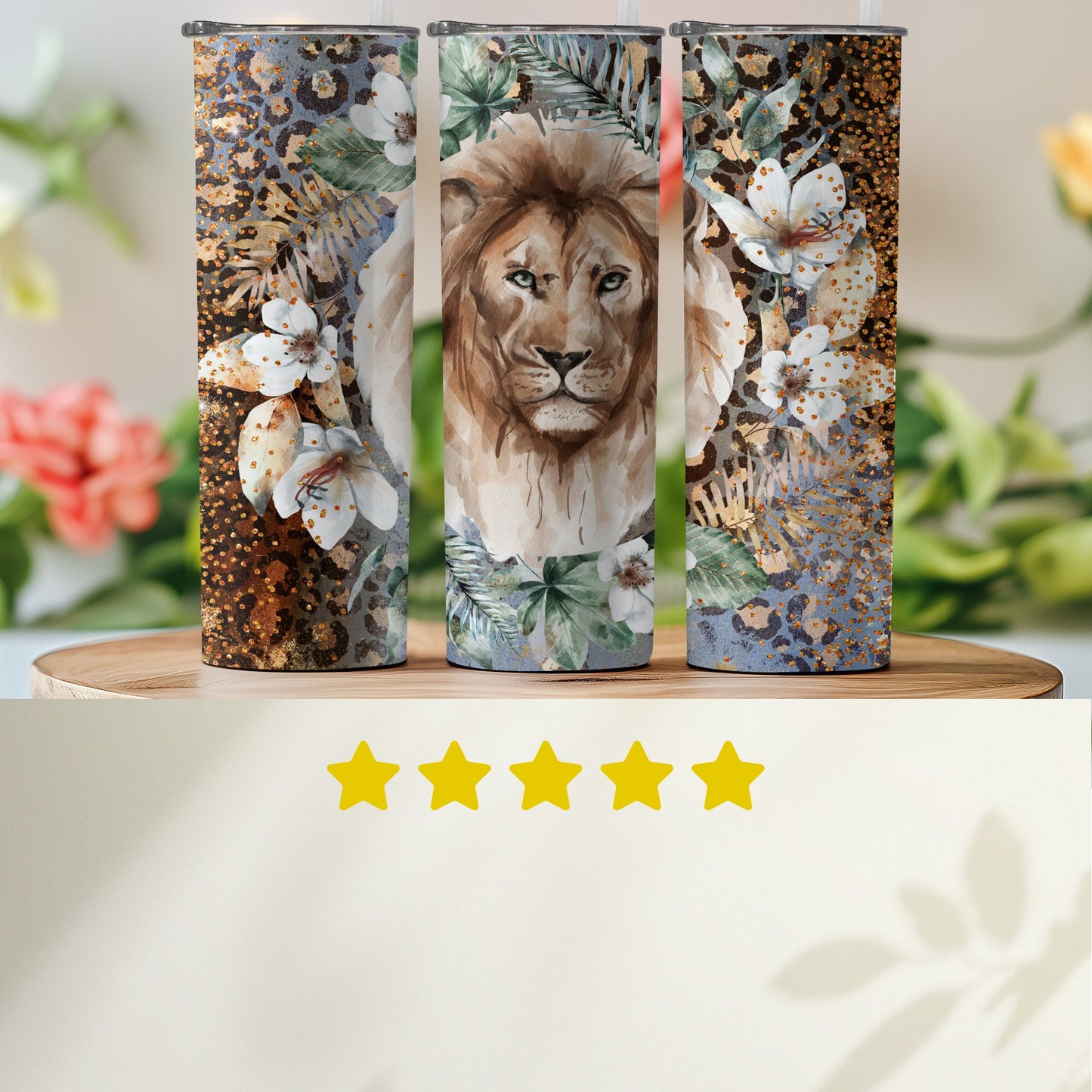 Majestic Floral Lion Design Insulated Tumbler product