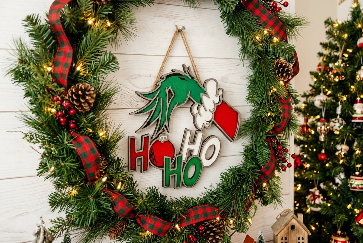 Ho Ho Ho Grinch Christmas Decoration Sign