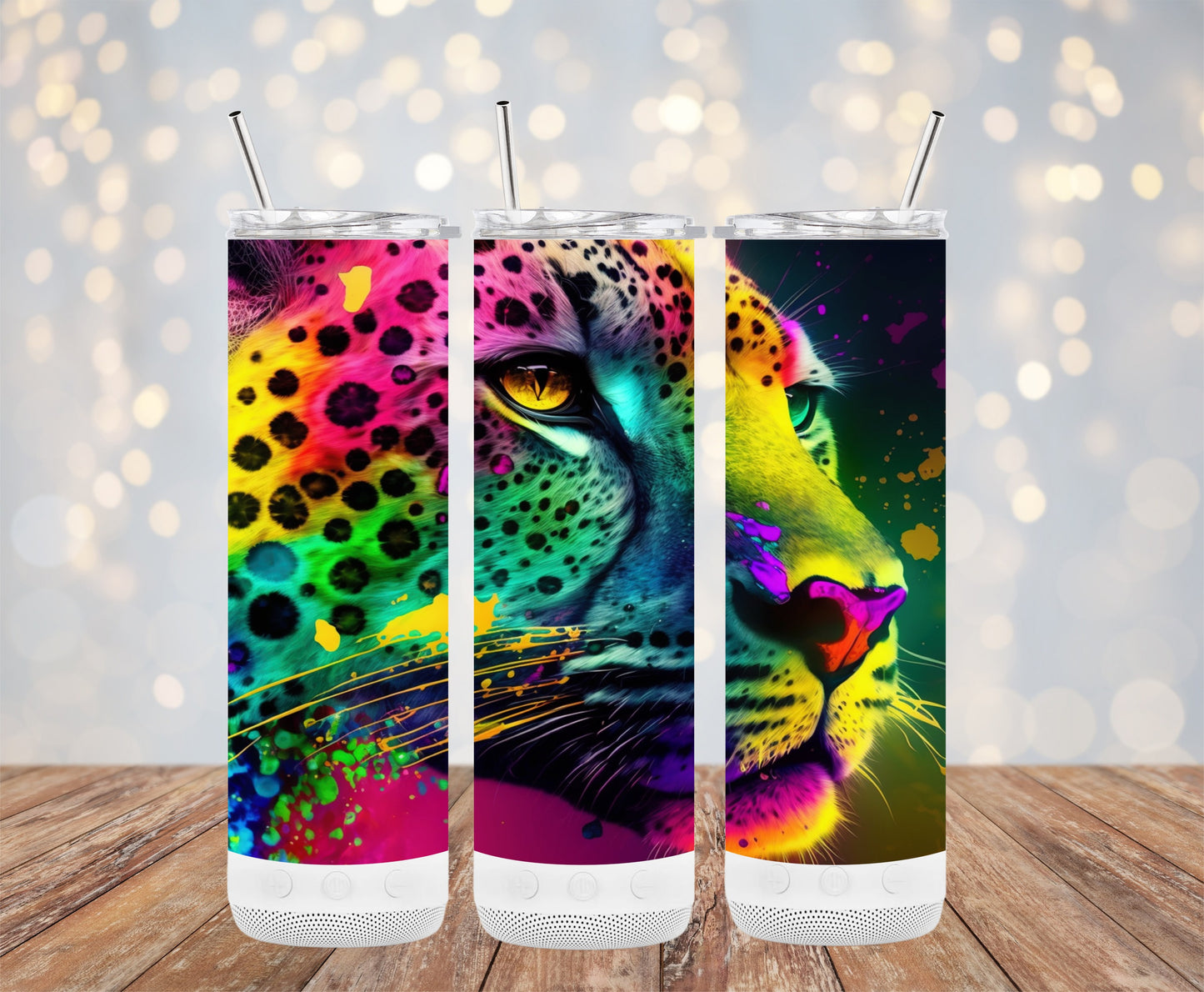 Vibrant Colored Leopard Theme Tumbler Insulated product