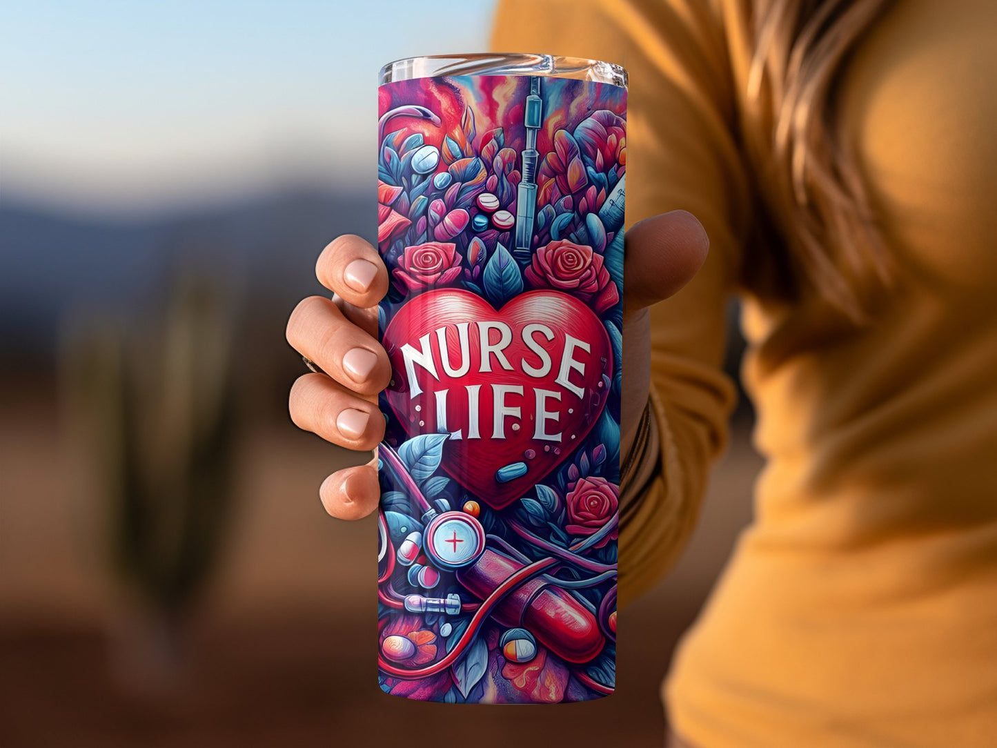 Nurse Life Heart Design Theme Artistic Tumbler product