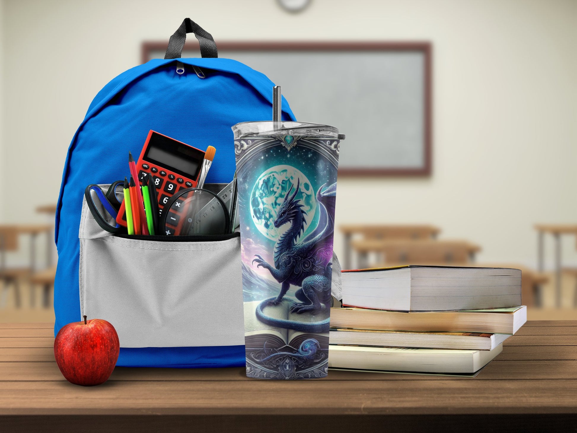 Blue School Backpack and Mythical Design Tumbler product