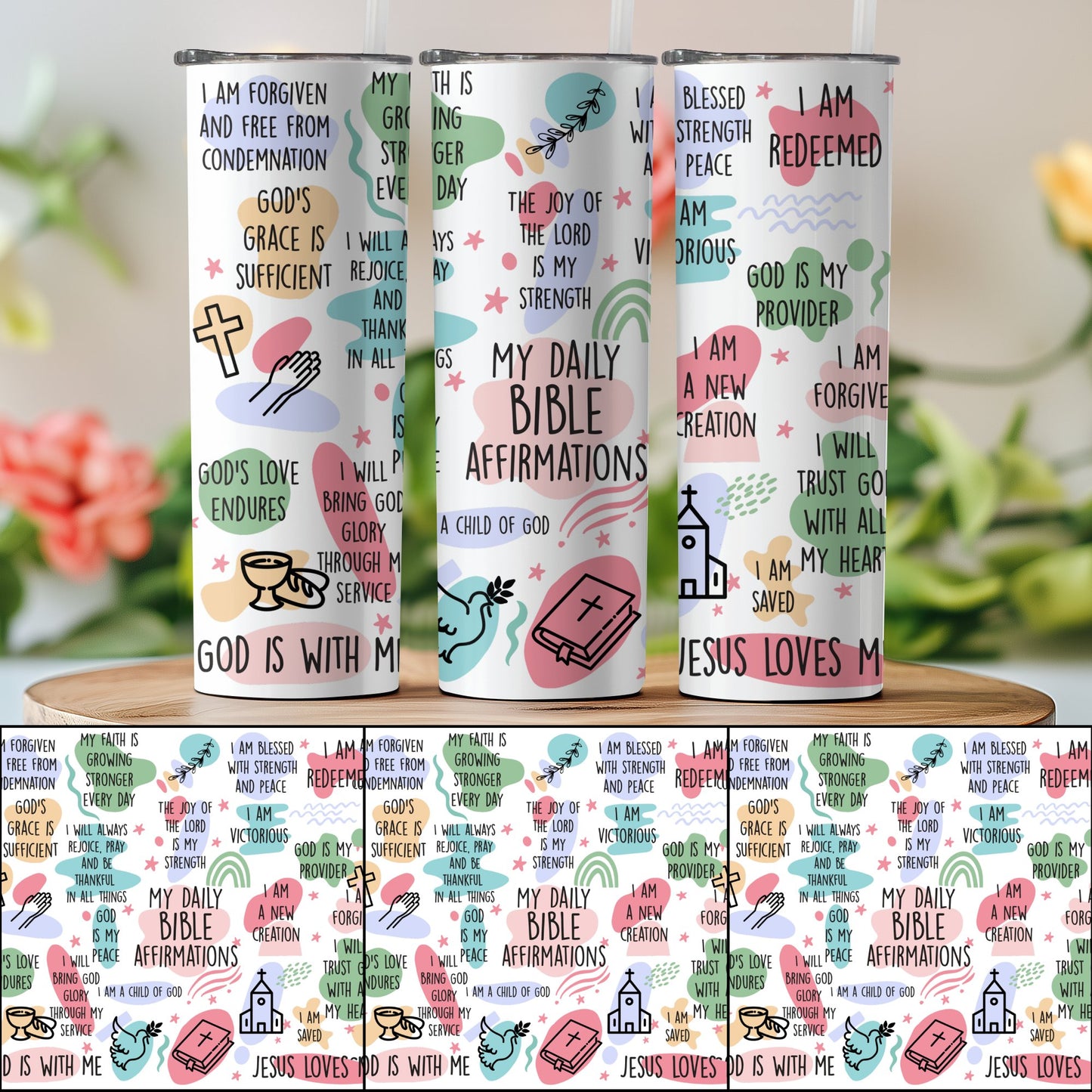 Daily Bible Affirmations Stainless Steel Tumbler product