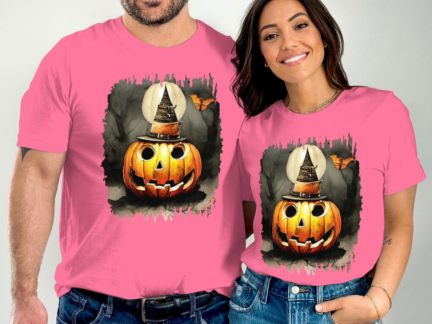 Halloween Pumpkin Face with Witch Hat T-shirt product type