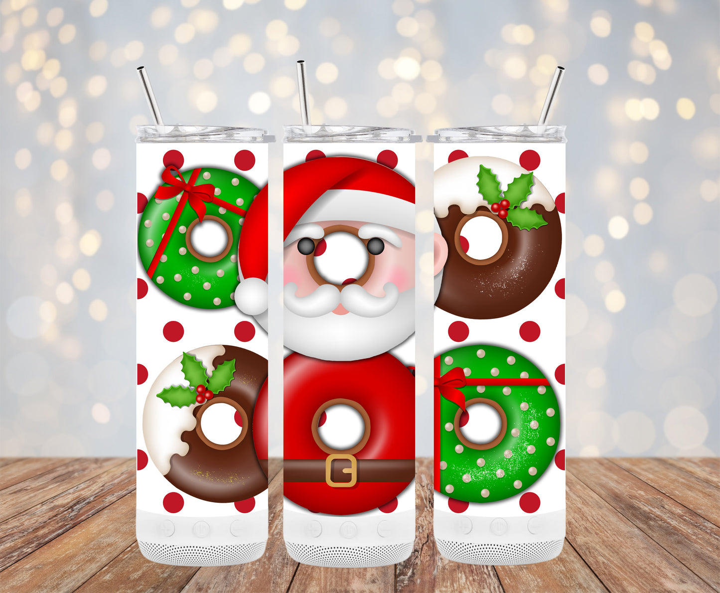 Festive Santa and Donuts Christmas Pattern Tumblers 6216189 Christmas Tumbler