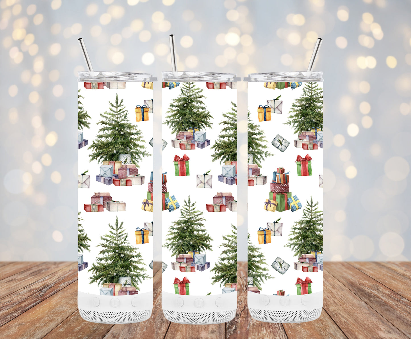 Festive Christmas Tree with Gifts Pattern Tumblers 6216199 Christmas Tumbler