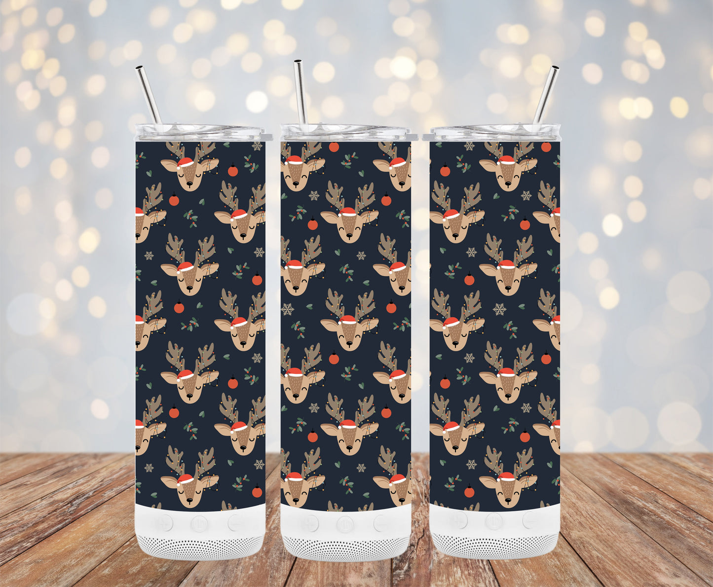 Festive Reindeer Pattern with Ornaments Tumblers 6216191