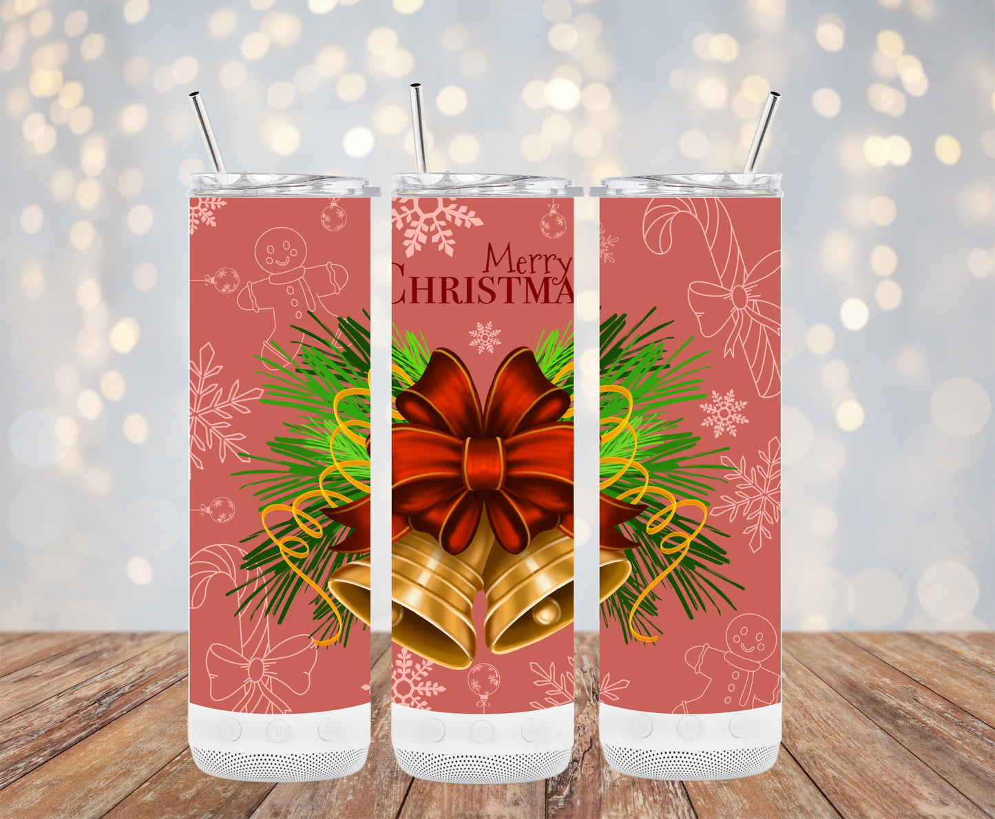 Festive Merry Christmas Bells And Ribbon Tumblers 6216202