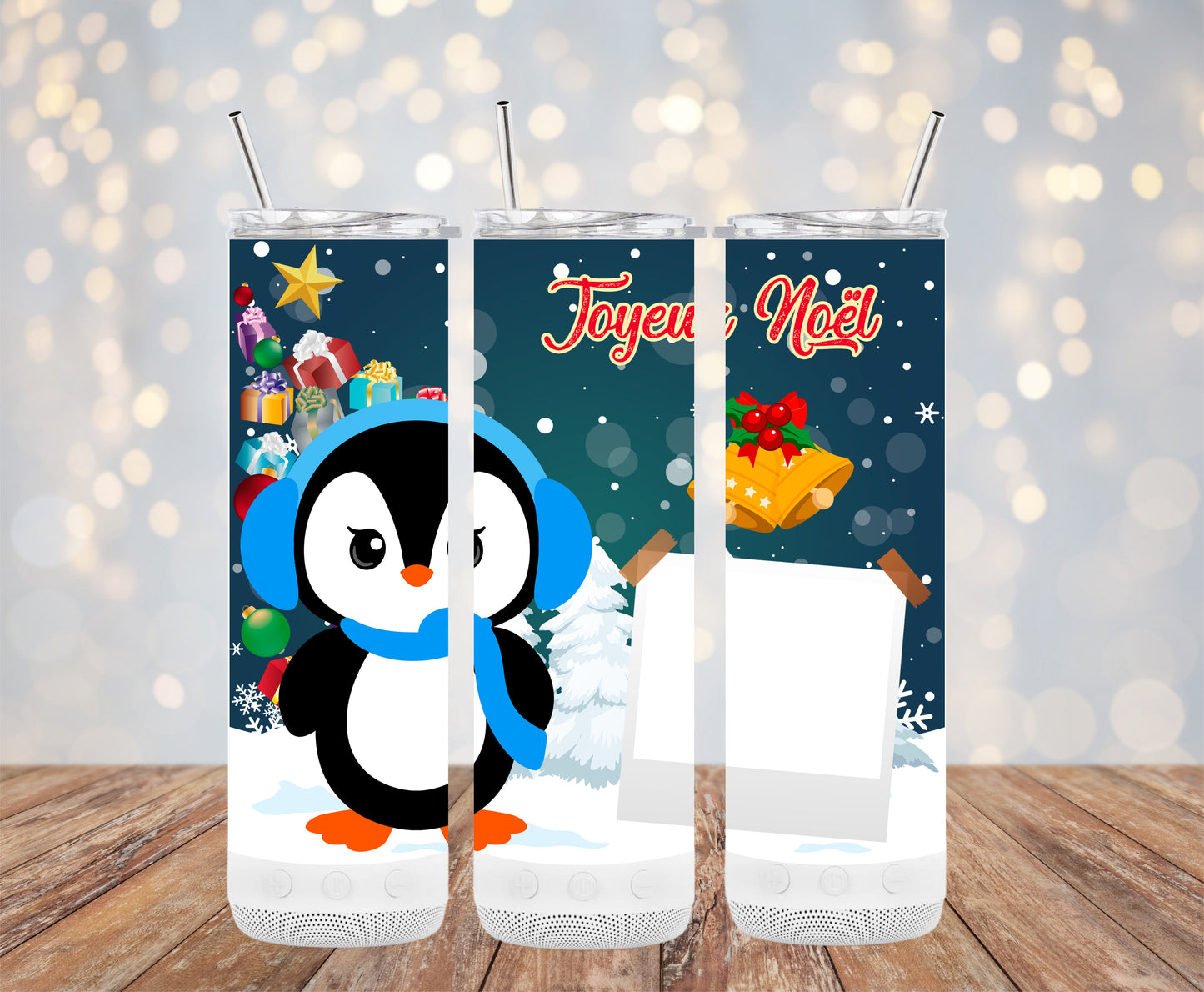 Cute Penguin Joyeux Noël Christmas Themed Tumblers 6216193