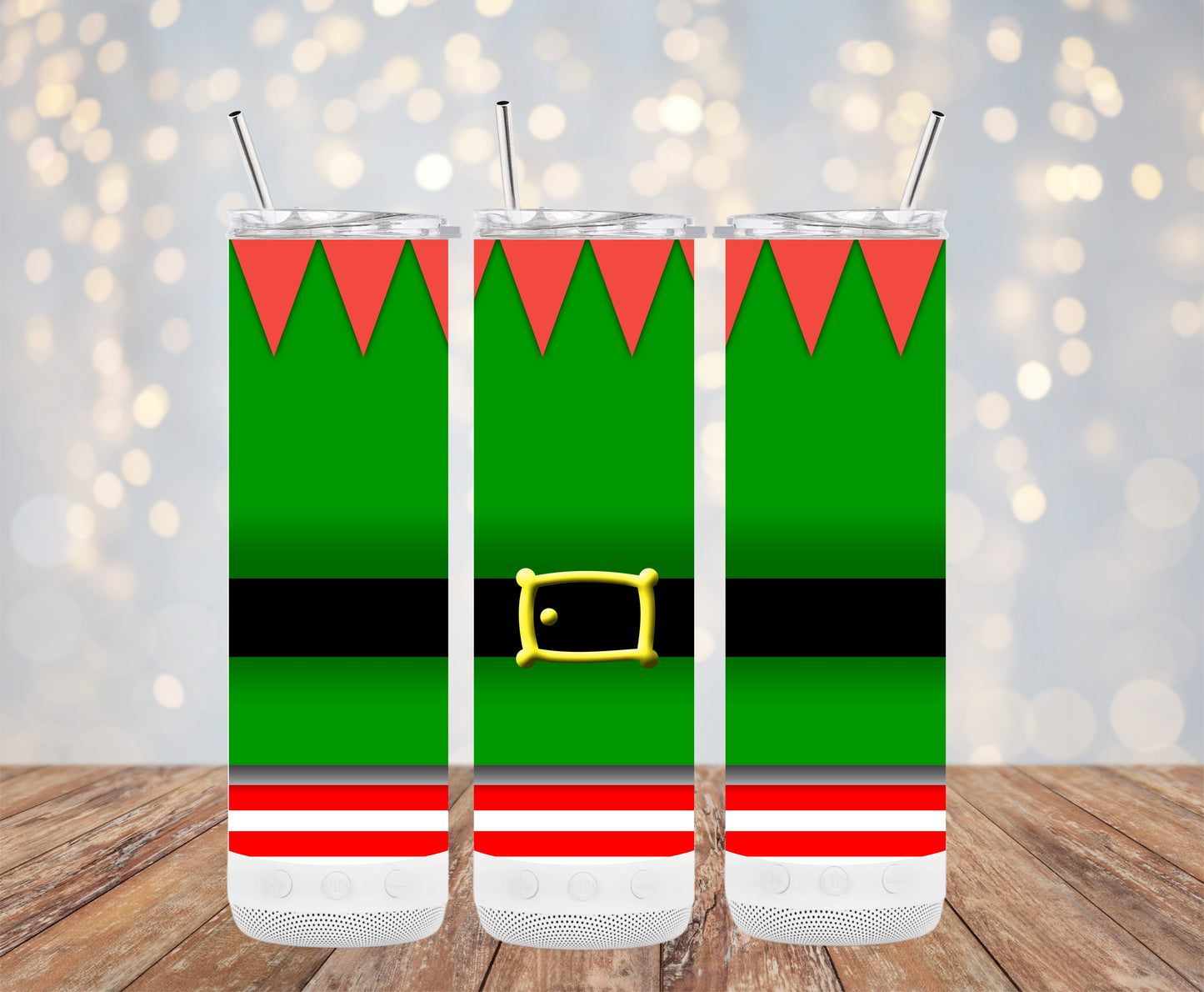 Festive Elf Suit Design Striped Holiday Fun Tumblers 6216185