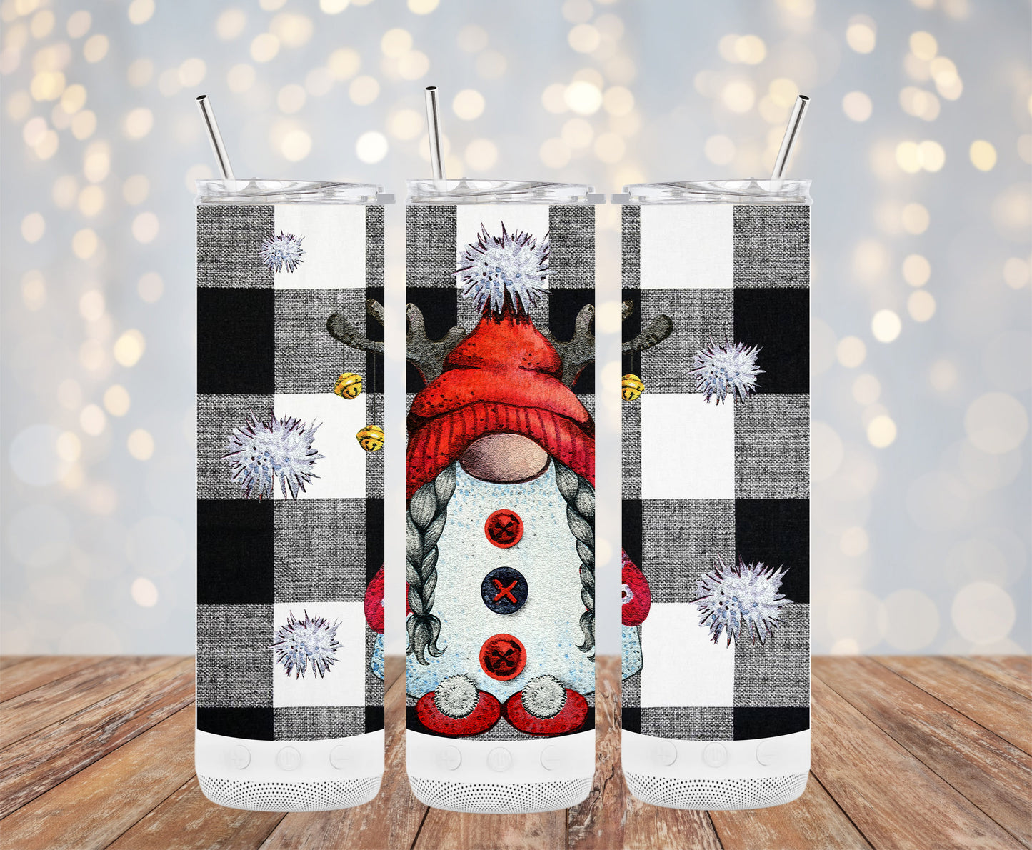 Festive Gnome with Antlers Pattern Design Tumblers 6216225