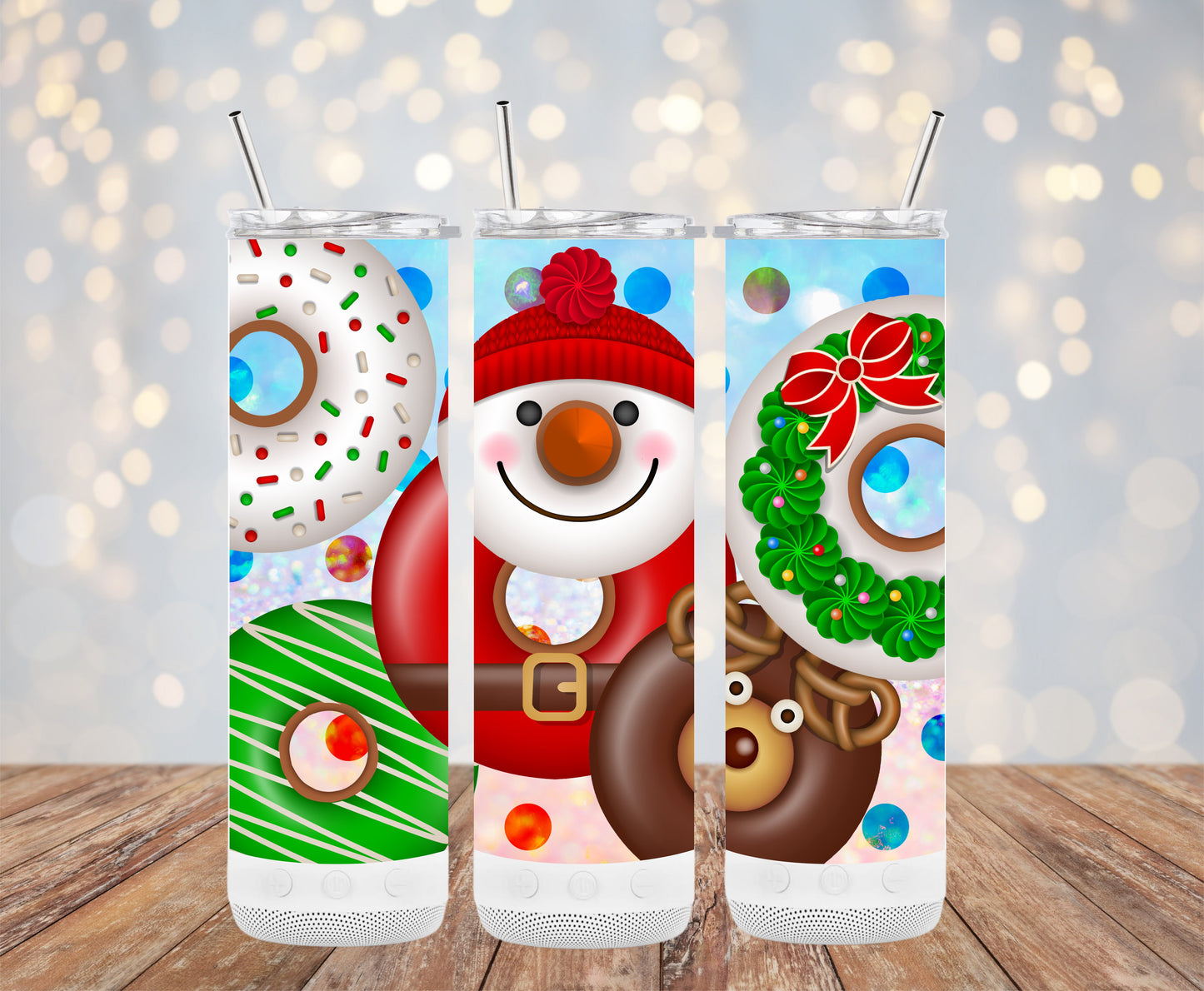 Festive Donuts Snowman Reindeer Holiday Tumblers 6216188