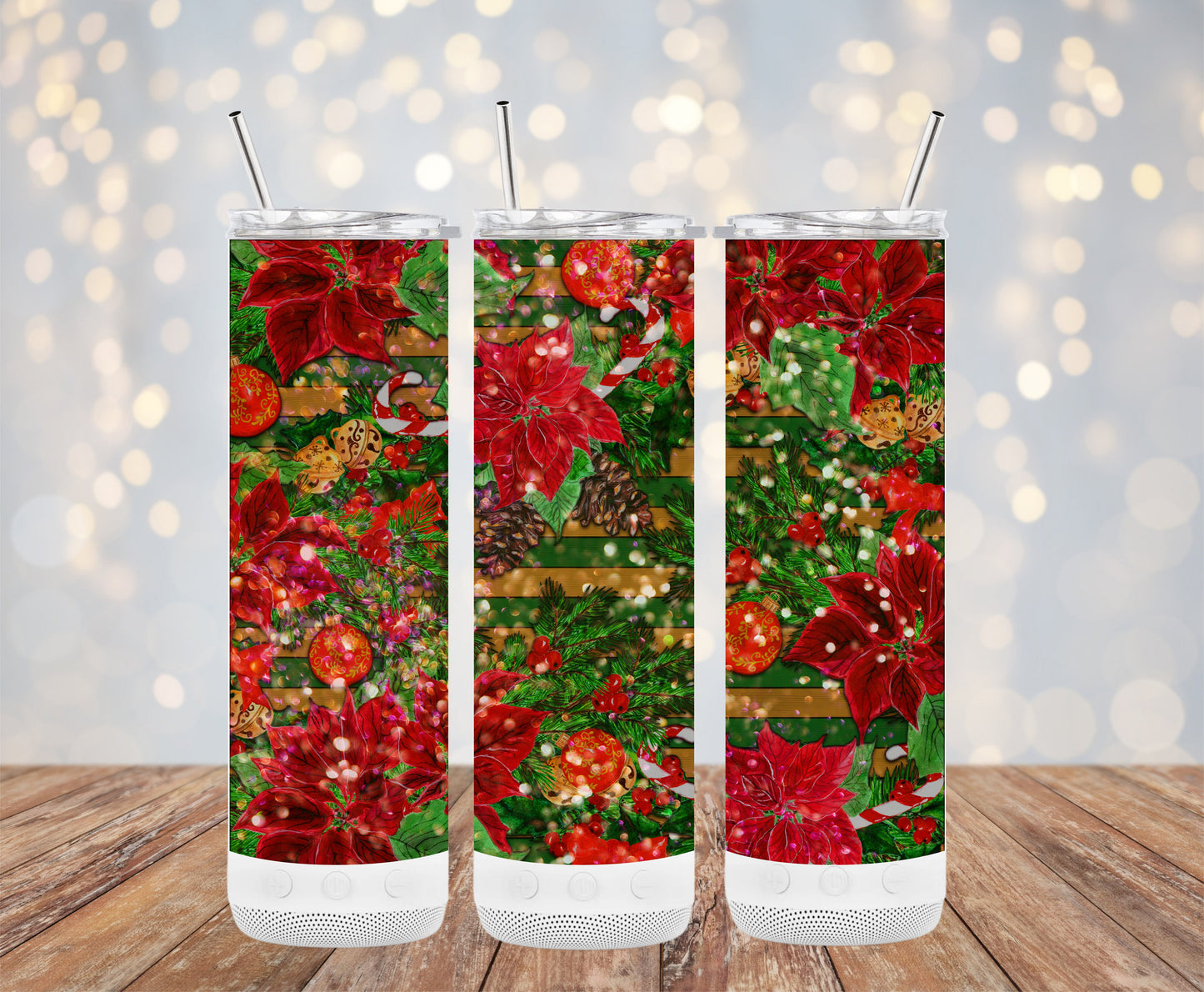 Festive Christmas Design With Poinsettia Flowers Tumblers 6216263