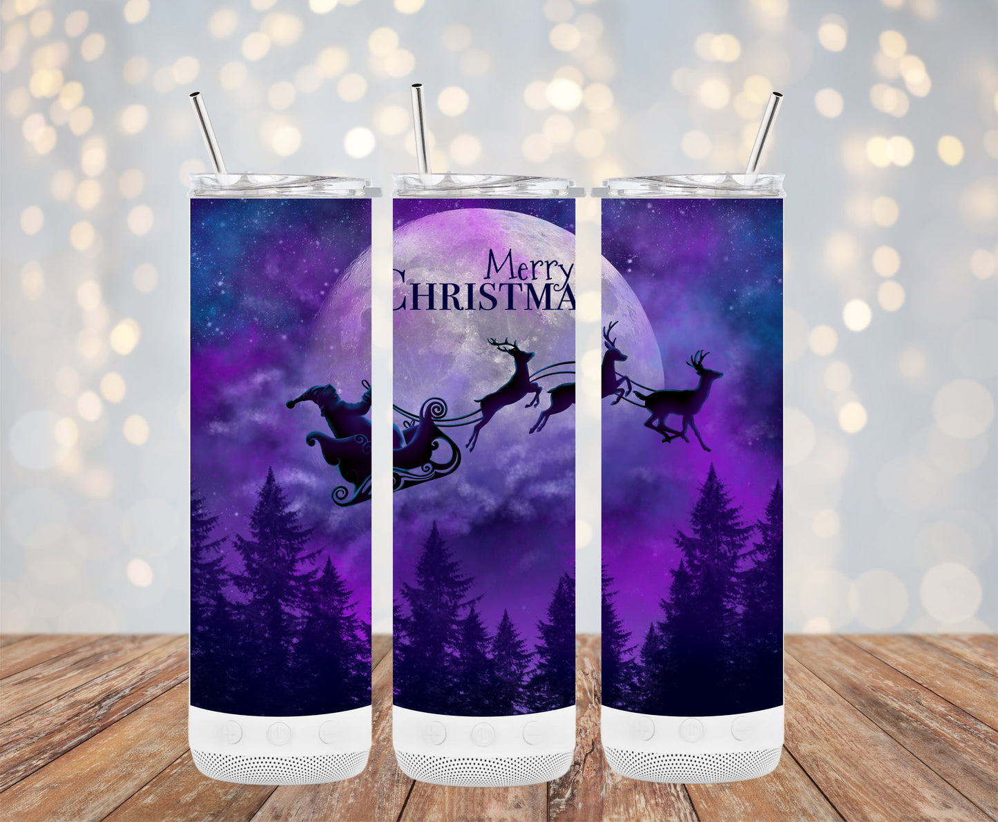 Merry Christmas Moonlit Night Santa Tumblers 6216298