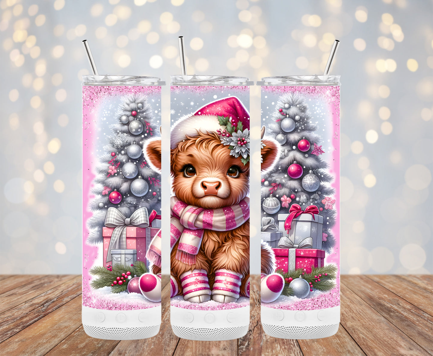 Cute Christmas Decorated Cow Design Tumblers 6216080