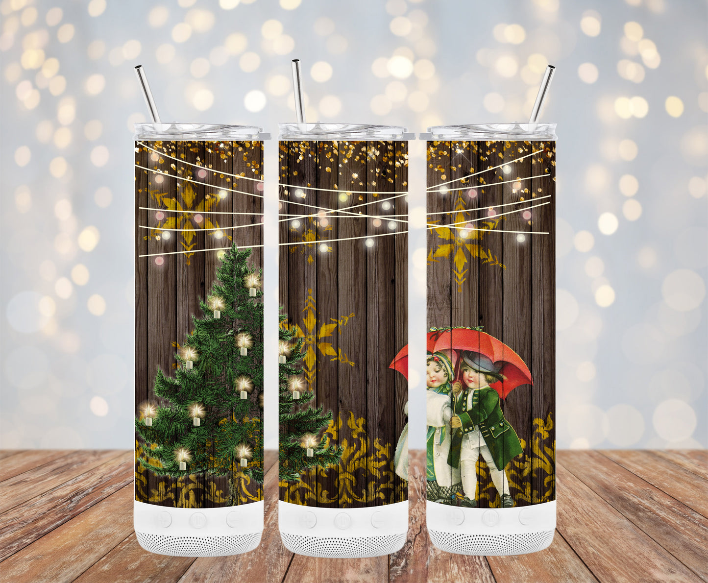 Christmas Scene with Tree and Vintage Characters Tumblers 6216224