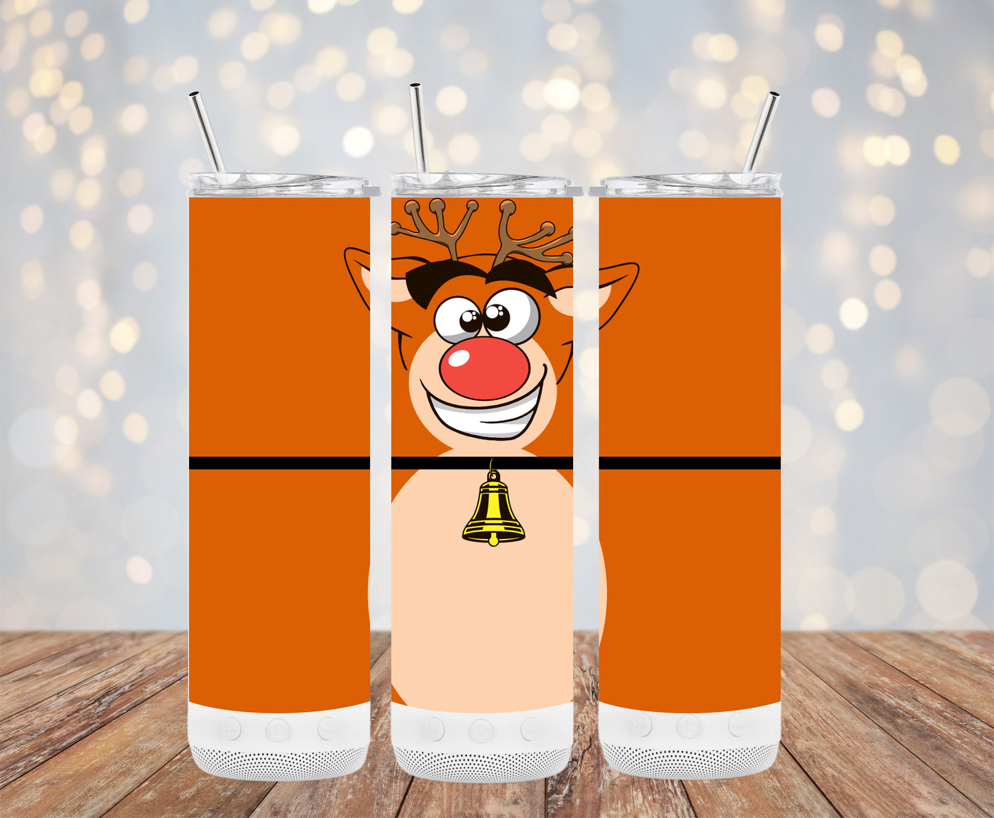 Festive Reindeer with Bell Design Christmas Tumblers 6216138
