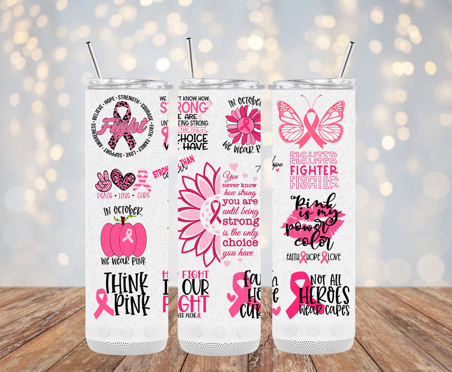 Motivational Breast Cancer Awareness Design Tumblers