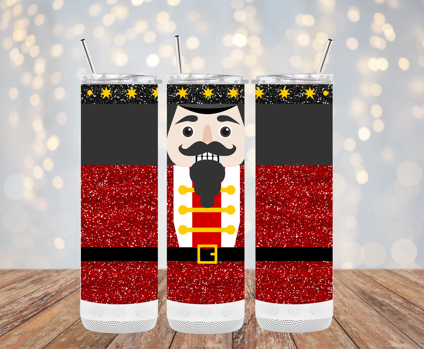 Festive Nutcracker Design Glitter Red Tumblers 6216149