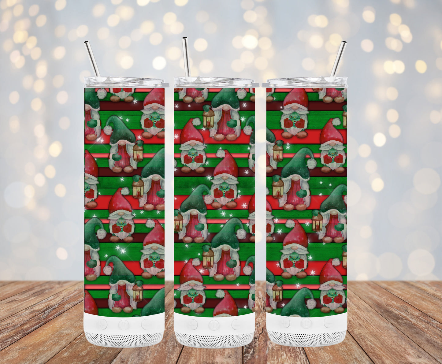 Festive Christmas Gnome Patterned Stainless Steel Tumblers 6216233