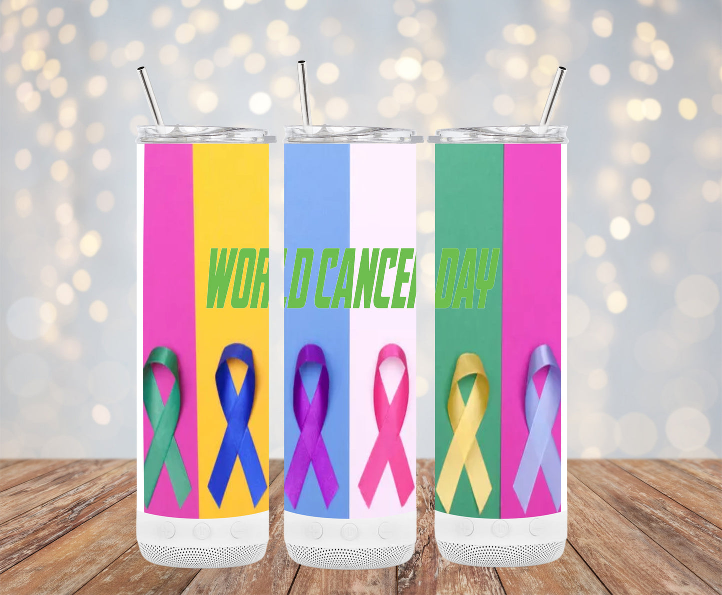 World Cancer Day Themed Colorful Awareness Tumblers