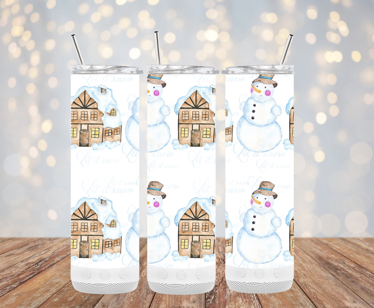 Snowman and House Pattern Let It Snow Tumblers 6216111 Christmas Tumbler