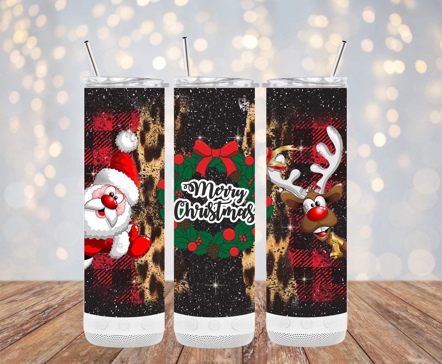 Festive Santa Reindeer Merry Christmas Theme Tumblers 6216154