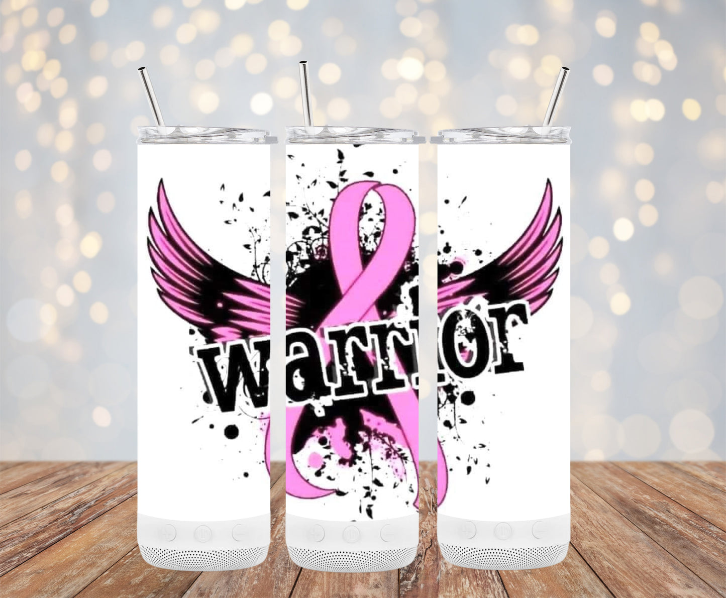 Pink Ribbon Warrior Wings Artistic Design Tumblers