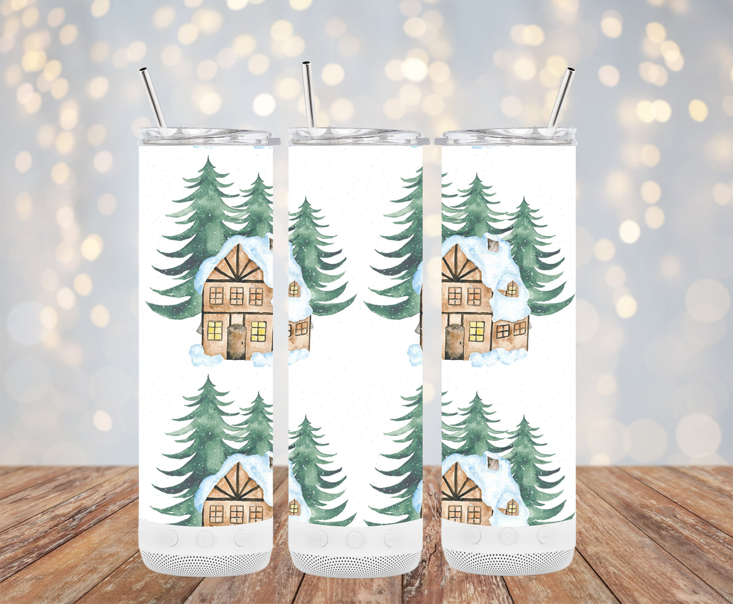 Cozy Winter Cabin and Pine Trees Pattern Tumblers 6216240 Christmas Tumbler