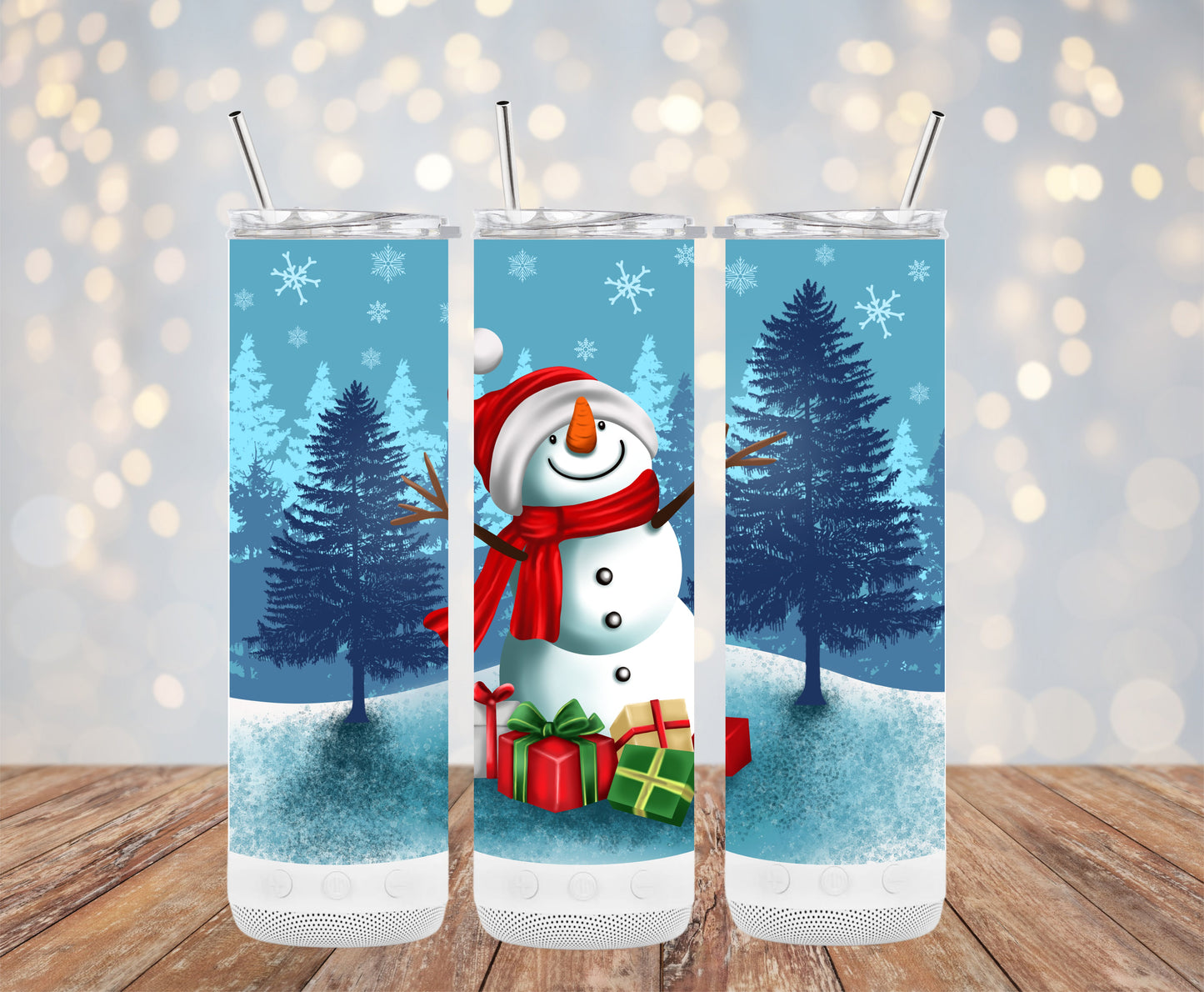 Snowman with Red Scarf and Gifts Design Tumblers 6216108