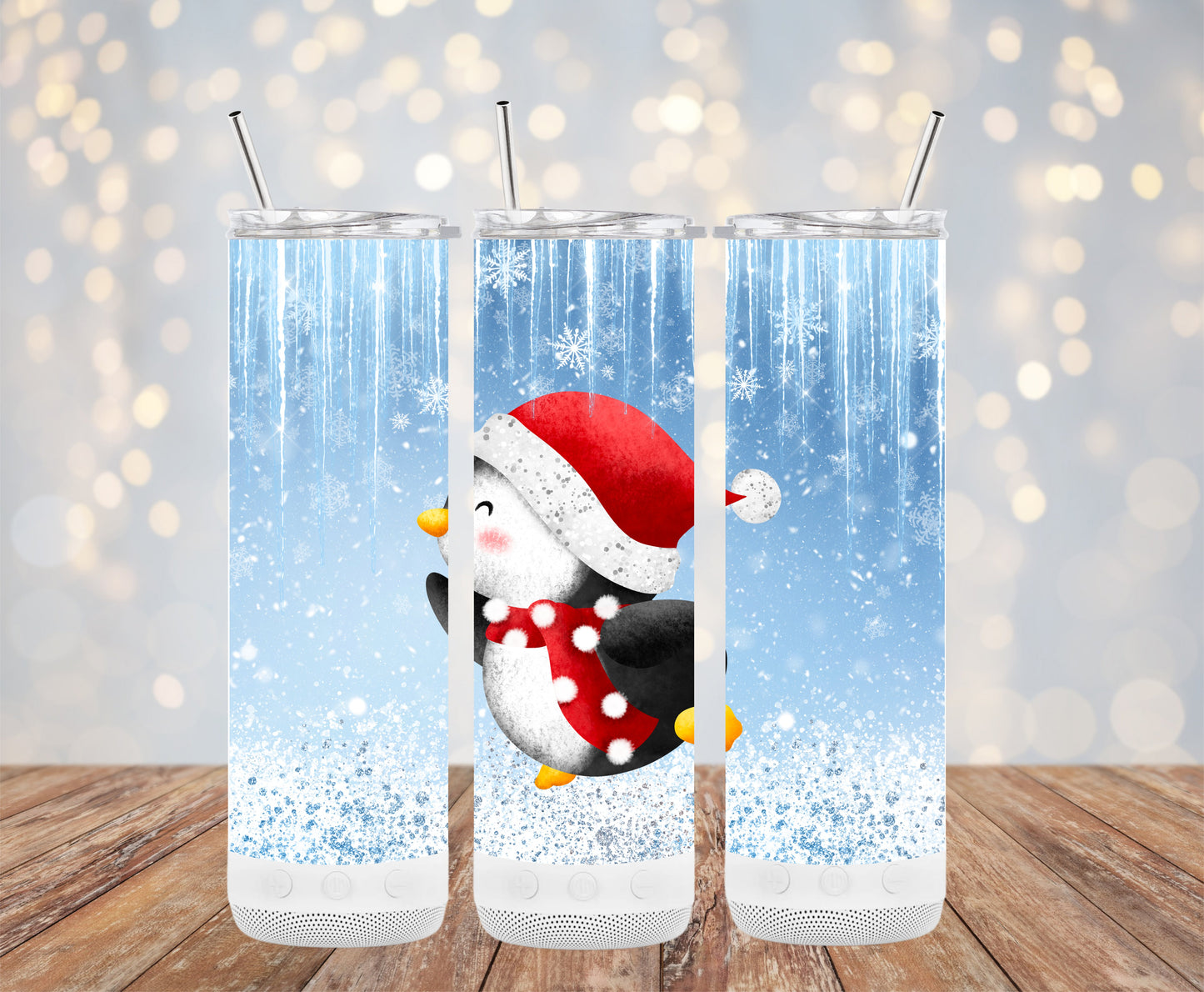 Penguin Dressed in Santa Hat Holiday Design Tumblers 6216243