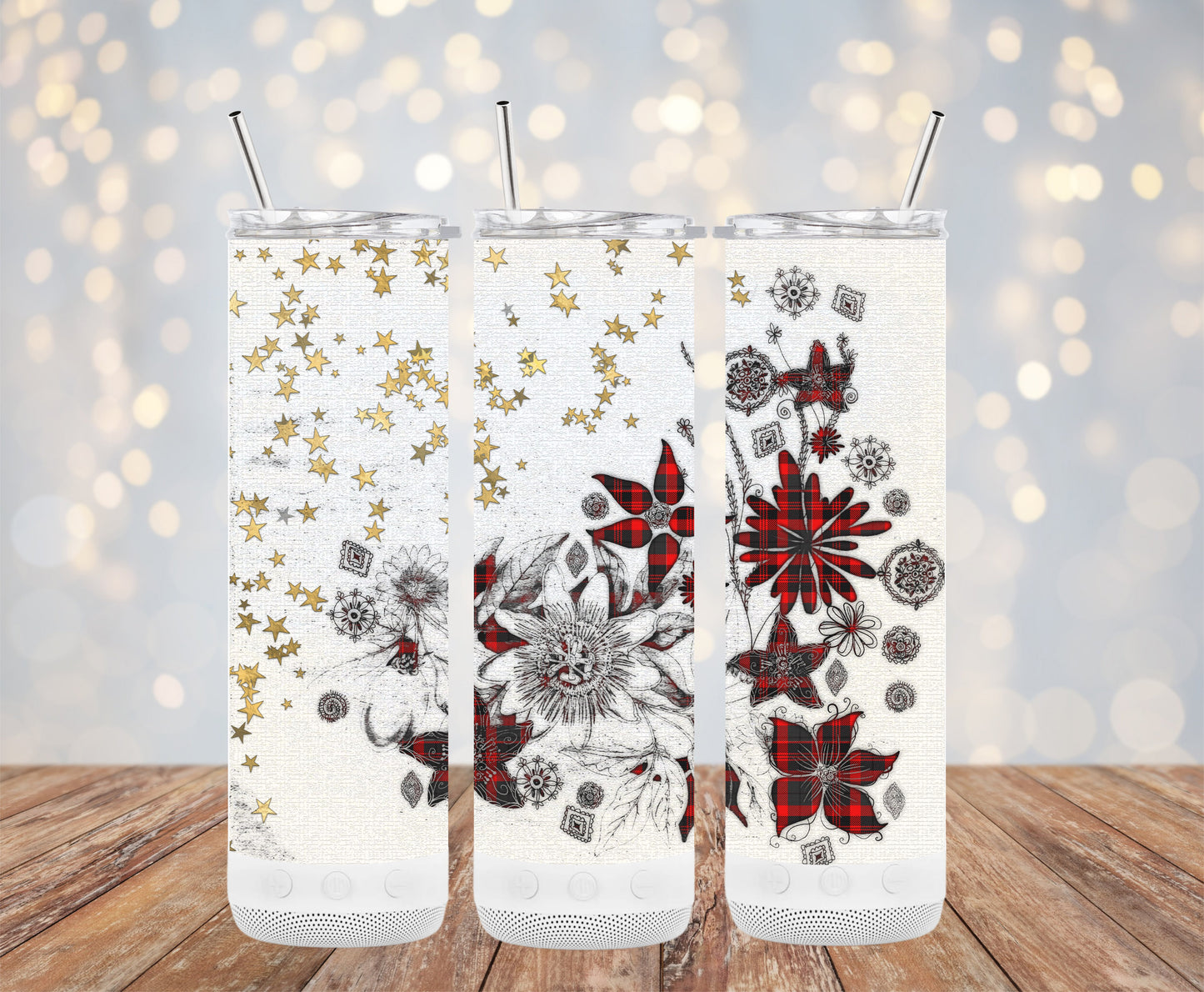 Flowers and Stars Design for Stylish Red Tumblers 6216262