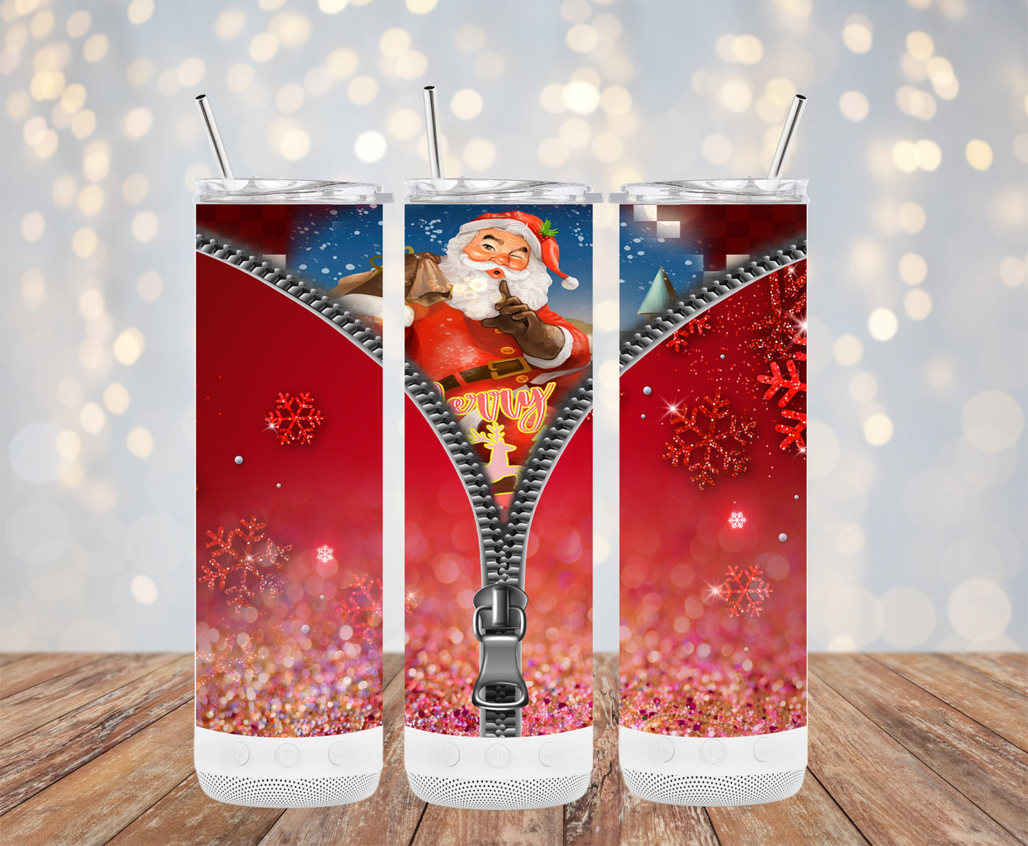 Festive Santa Red Glitter Design for 6216172 Christmas Tumbler