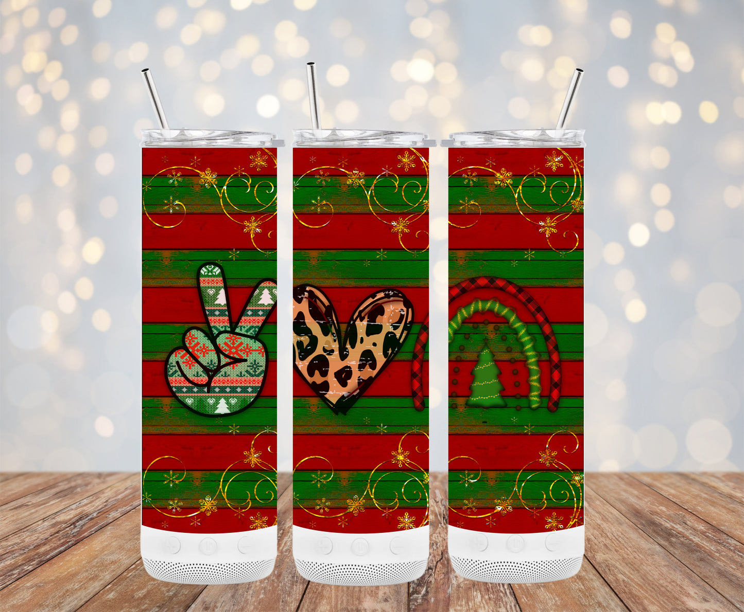 Peace and Love Rainbow Christmas Theme Tumblers 6216234