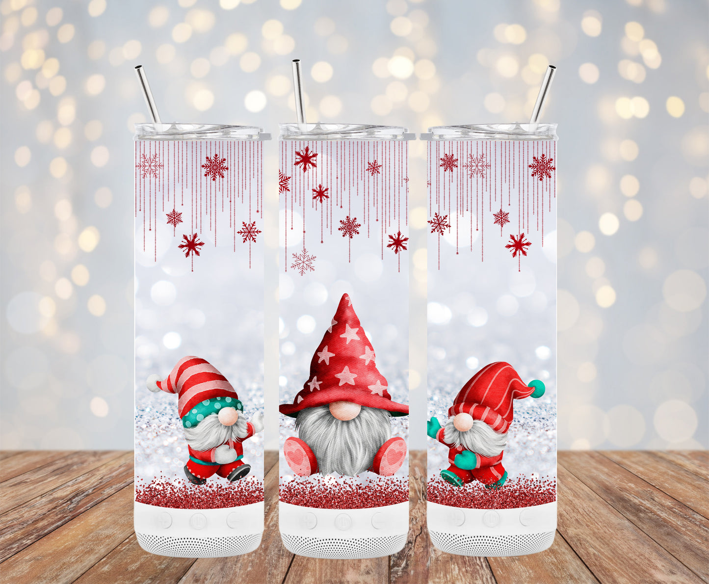 Festive Seasonal Gnome Design Glitter Sparkle Tumblers 6216248