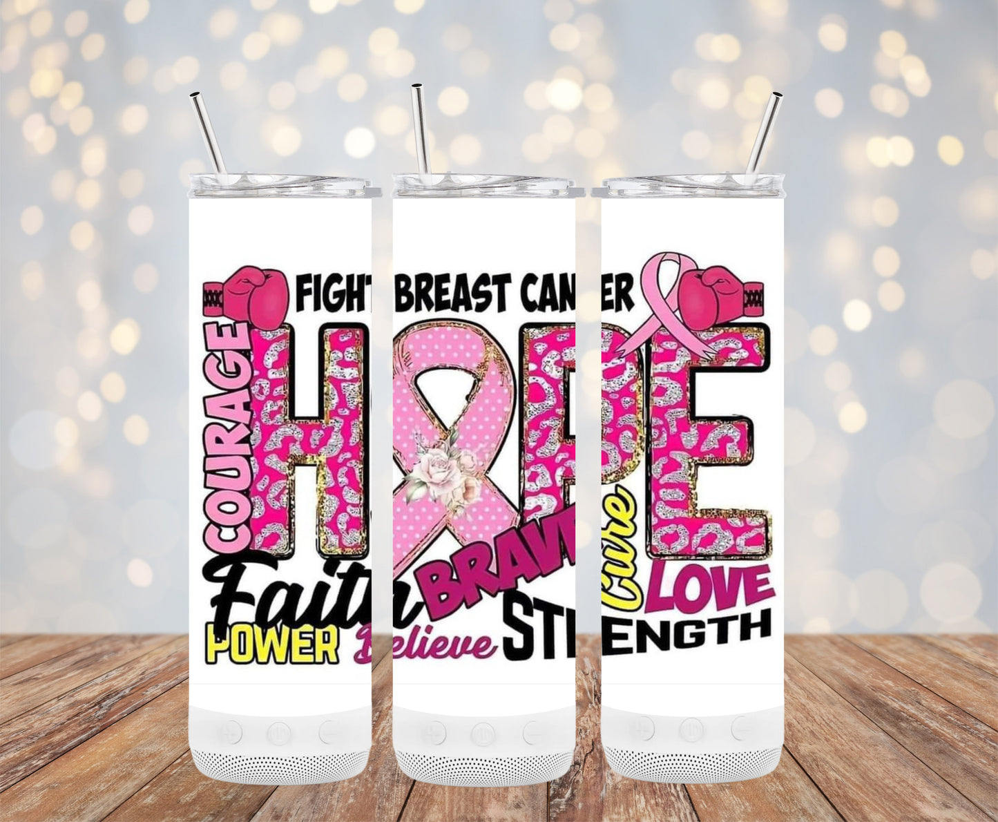 Fight Breast Cancer Hope Faith Brave Cure Tumblers