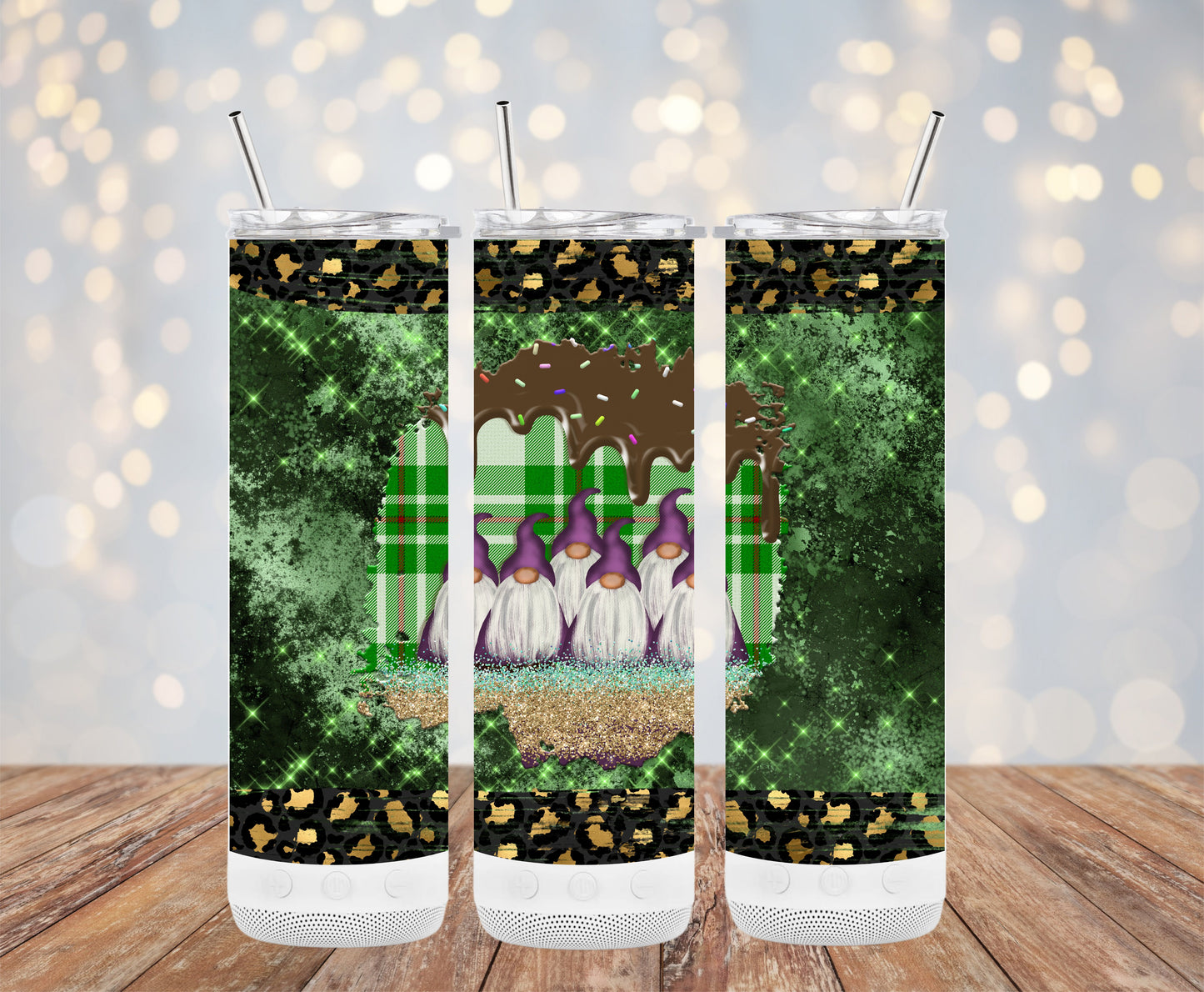 Chocolate Gnome Plaid and Leopard Design Tumblers 6216212