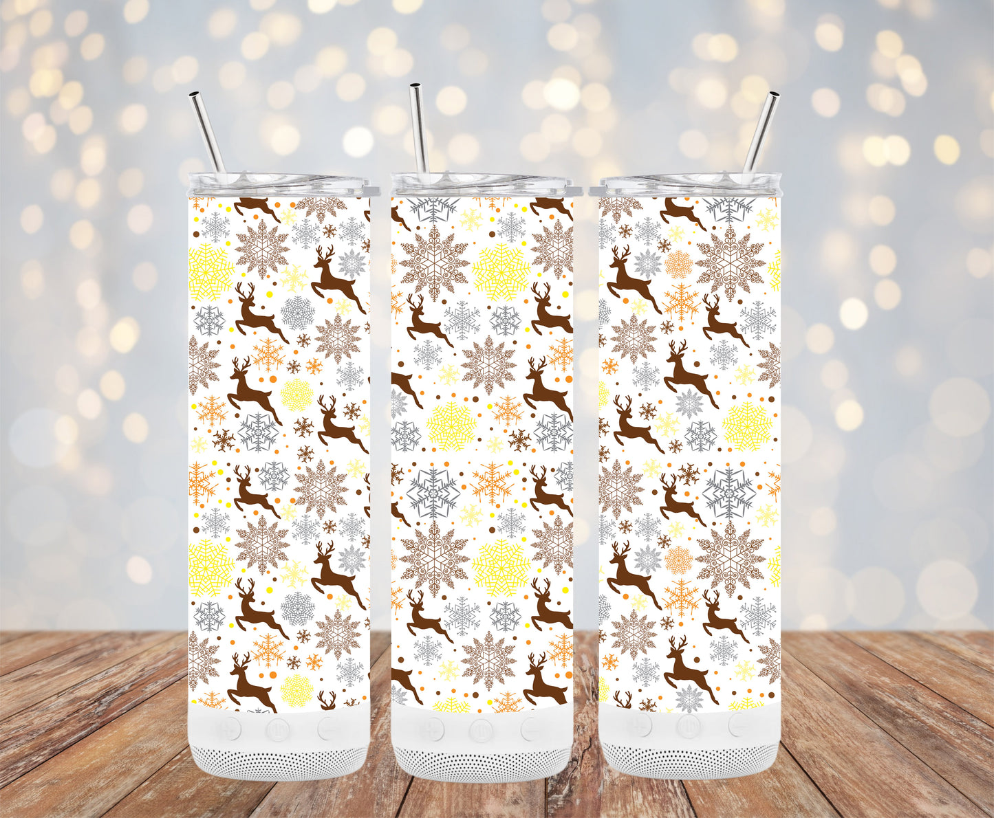 Festive Reindeer and Snowflakes Pattern Tumblers 6216116