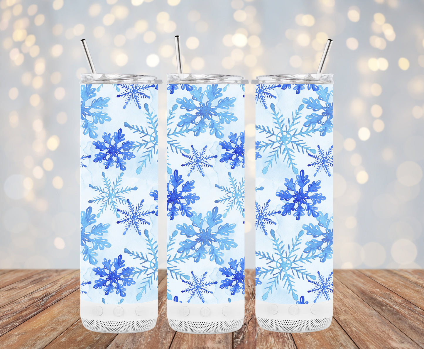 Snowy Blue Snowflake Patterned Stylish Tumblers 6216242