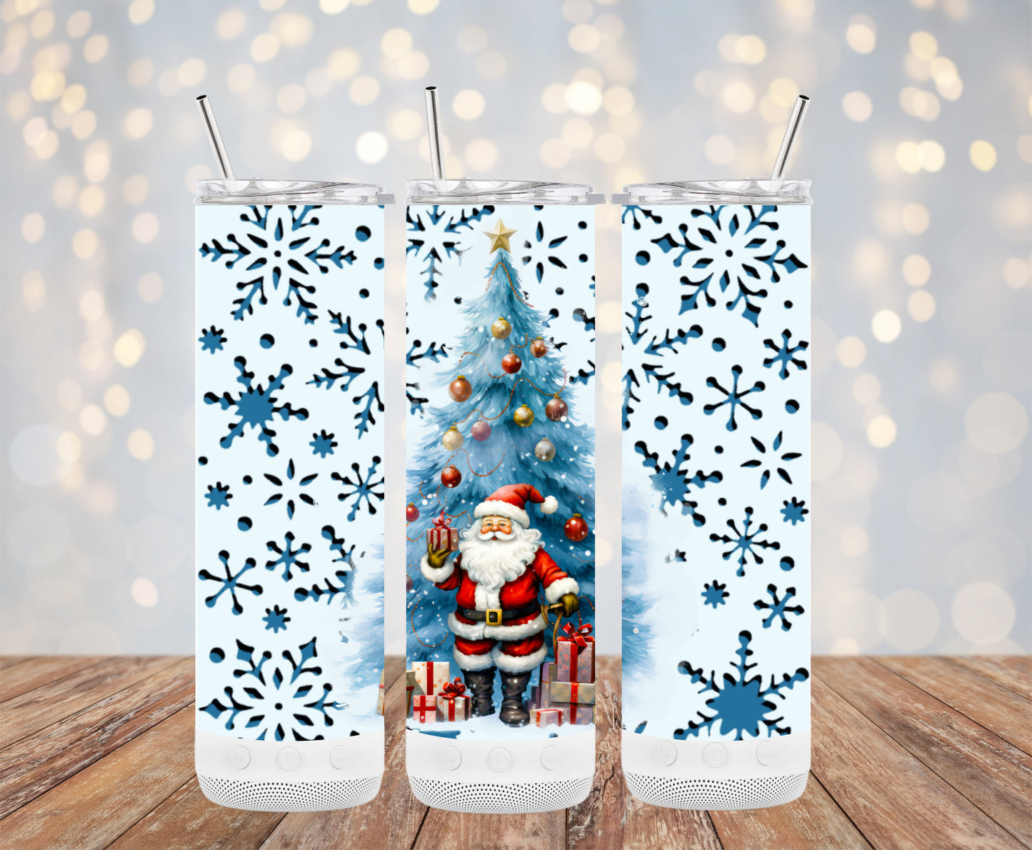 Festive Christmas Tree Santa Claus Winter Holiday Tumblers 6216082