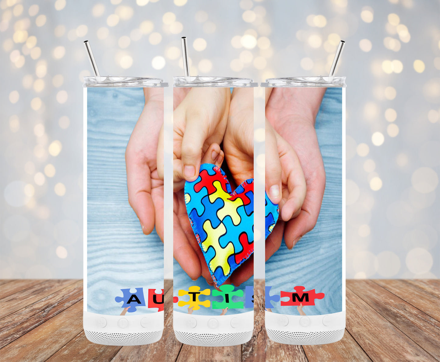 Autism Awareness Puzzle Heart Design Tumblers