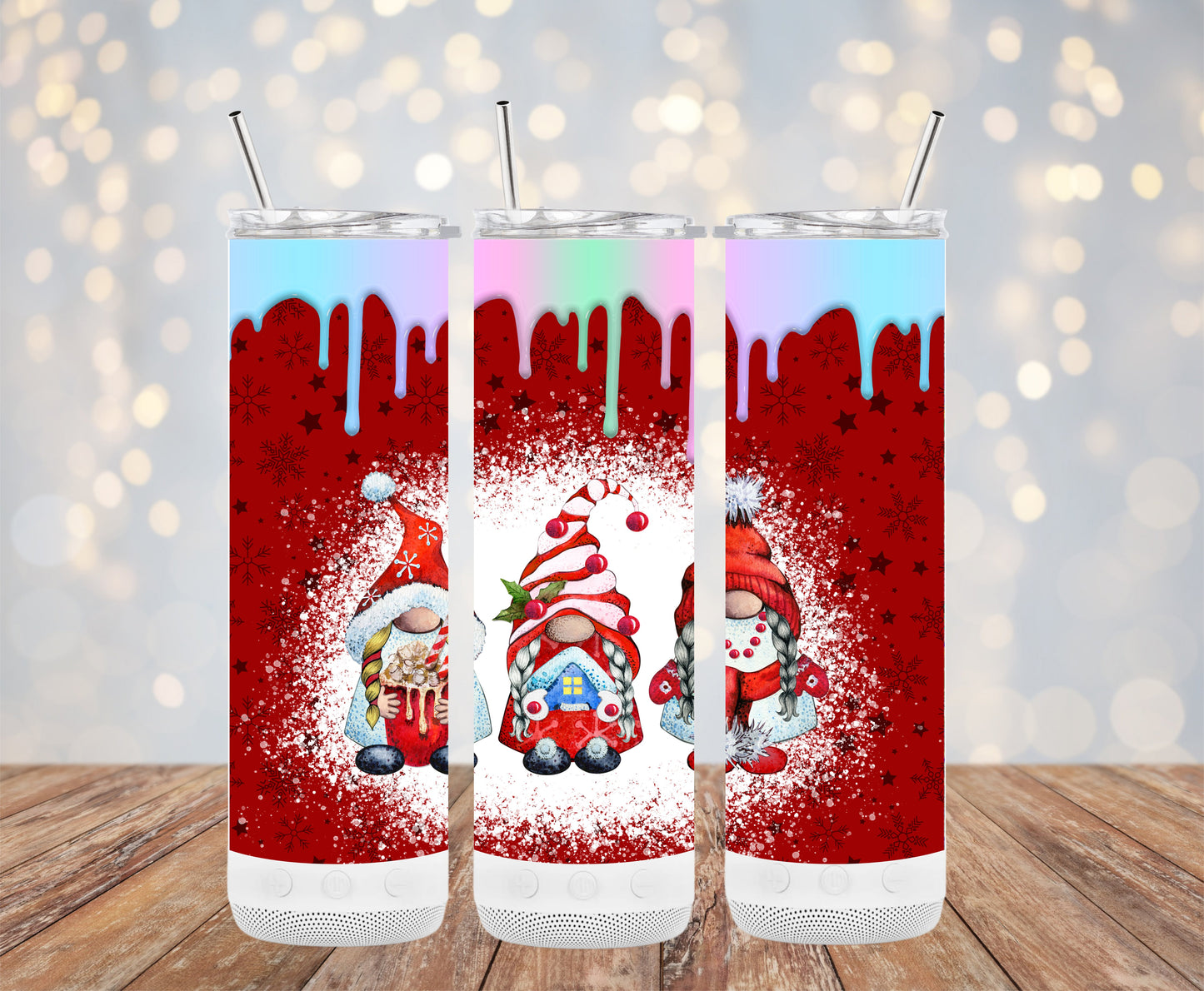 Festive Gnome Trio with Snowflakes Tumblers 6216087