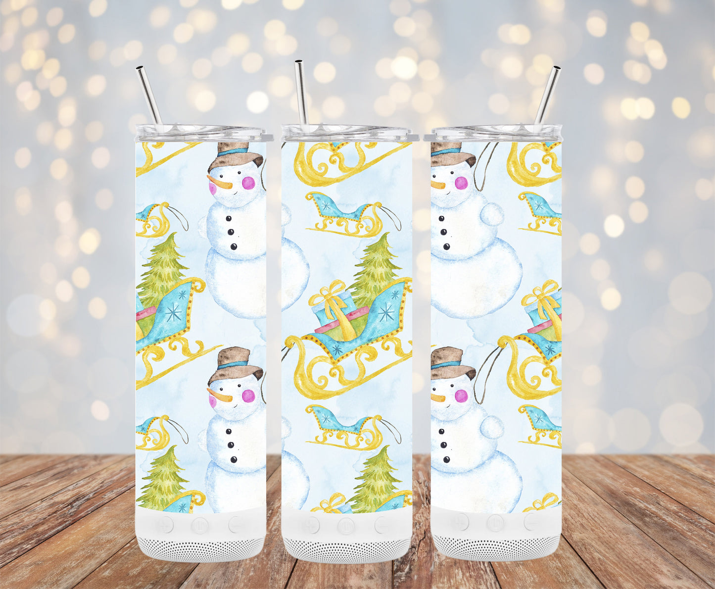 Festive Snowman and Sled Design Tumblers 6216110