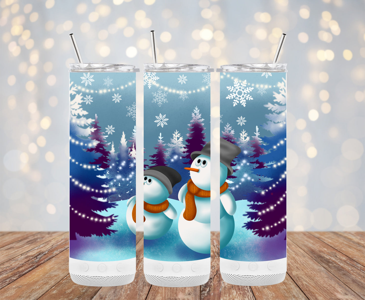 Snowmen in Festive Winter Wonderland Scene Tumblers 6216195
