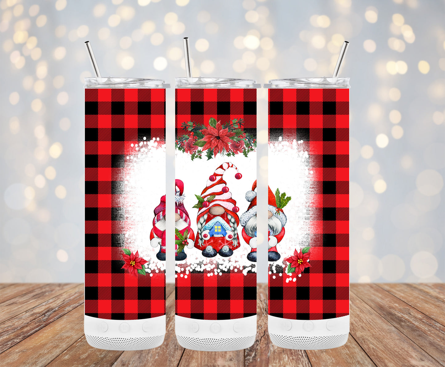 Christmas Gnome Red Plaid Pattern Design Tumblers 6216176