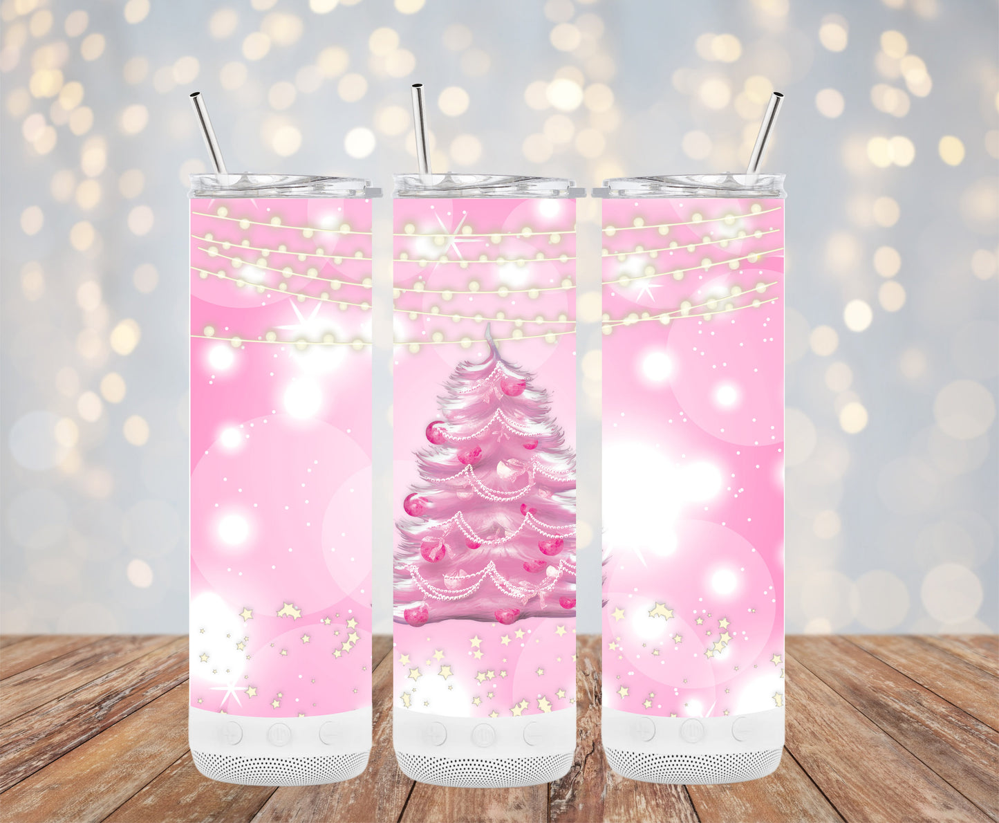 Festive Pink Christmas Tree Design Holiday Tumblers 6216296