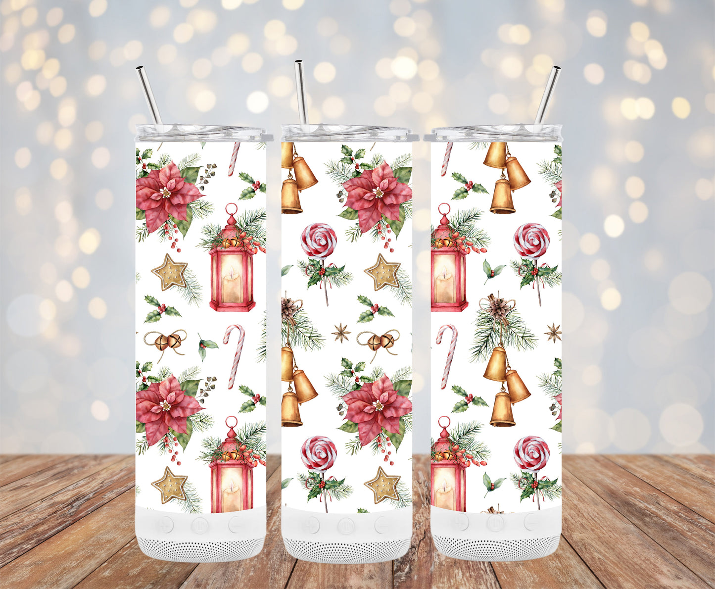 Christmas Bells and Lantern Design Festive Tumblers 6216090