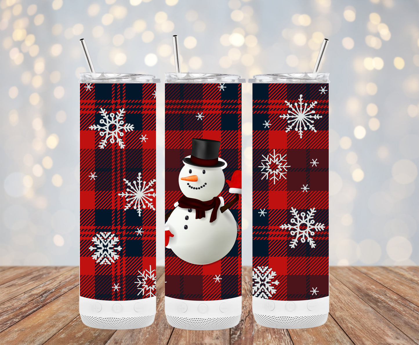 Snowman With Snowflakes Plaid Pattern Tumblers 6216284