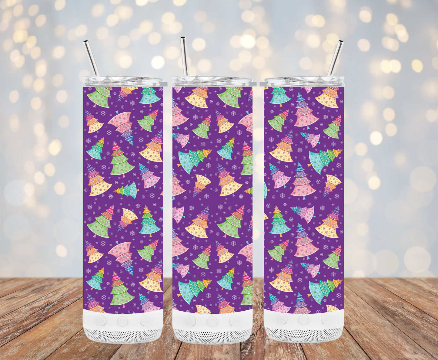 Vibrant Festive Christmas Tree Pattern Holiday Tumblers 6216156