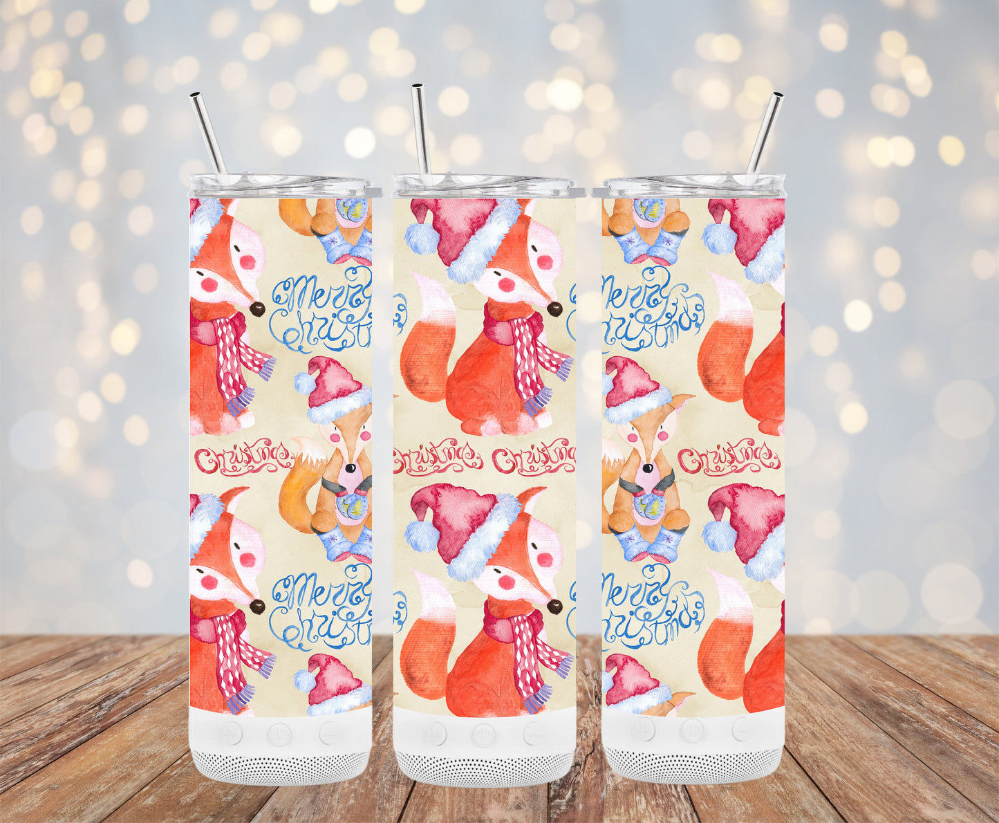 Merry Christmas Foxes Pattern Festive Holiday Tumblers 6216184